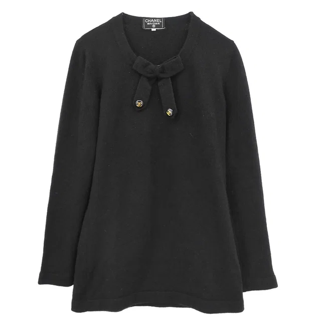 Chanel Sweater Knit Top Black #40 in Black from AMORE Vintage Tokyo