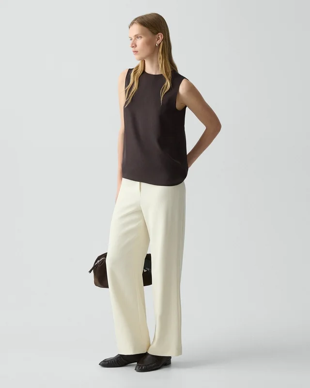 Theory Wide-Leg Pull-On Pant in Admiral Crepe, photo 3 of 6 from Theory