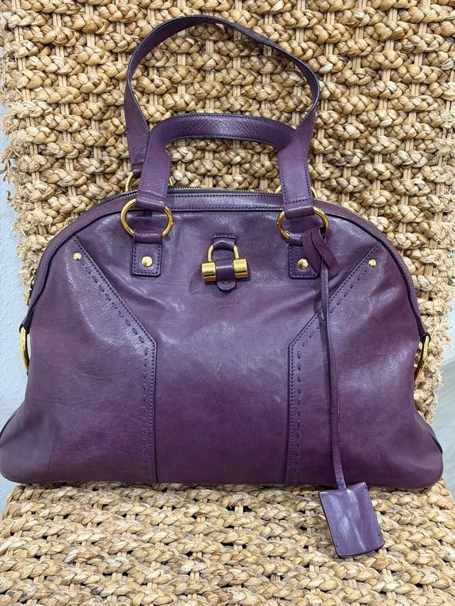 Saint Laurent Leather Oversized Muse Satchel in purple Leather from Poshmark, photo 1 of 1