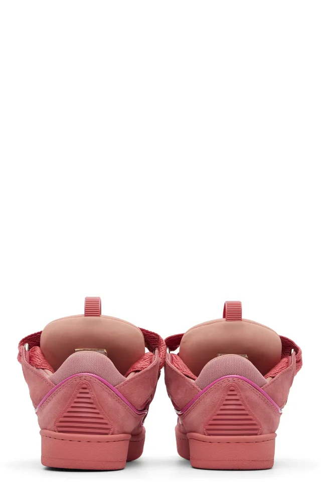 Lanvin Pink Monochrome Suede Curb Sneakers, photo 2 of 5 from SSENSE
