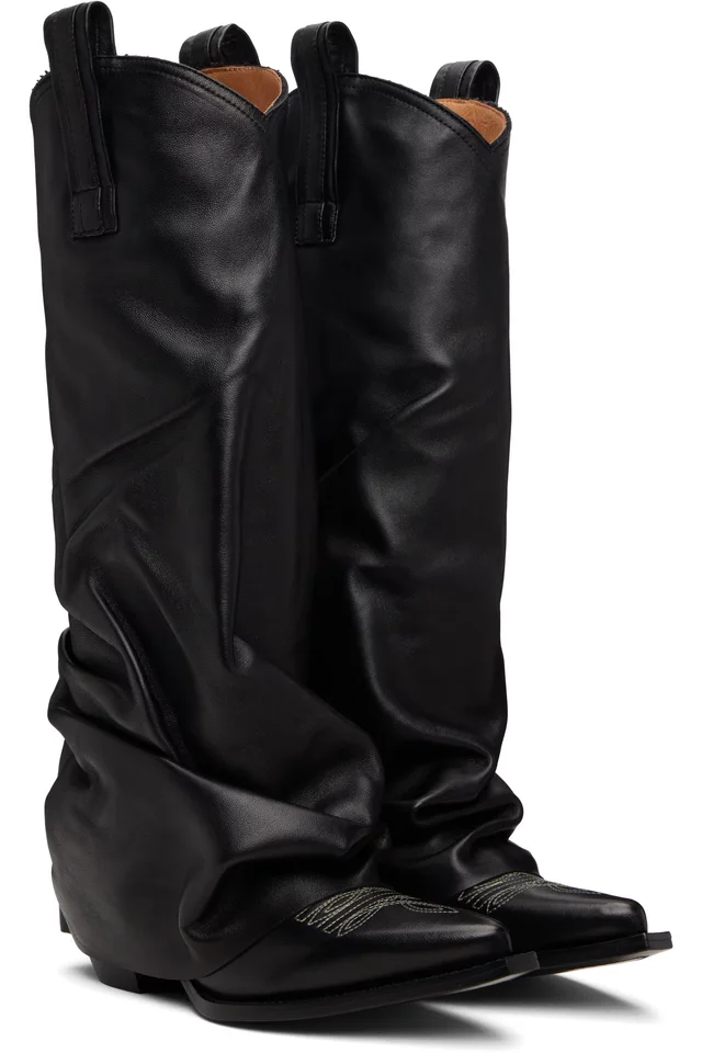 R13 Black Sleeve Mid Cowboy Boots, photo 4 of 5 from SSENSE