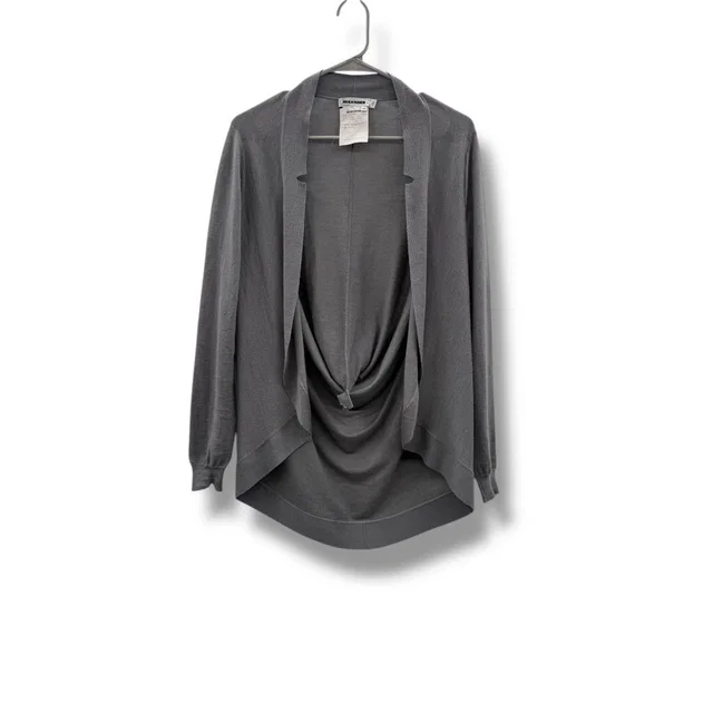 Jil Sander Vintage Cardigan Size 40 Gray Cashmere Silk Drape Front Made In Italy in gray Silk from Poshmark