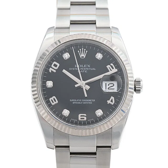 Rolex Circa 2007-2008 Oyster Perpetual 34mm 115234G, 4-diamond dial, automatic, black in Black from VINTAGE QOO TOKYO