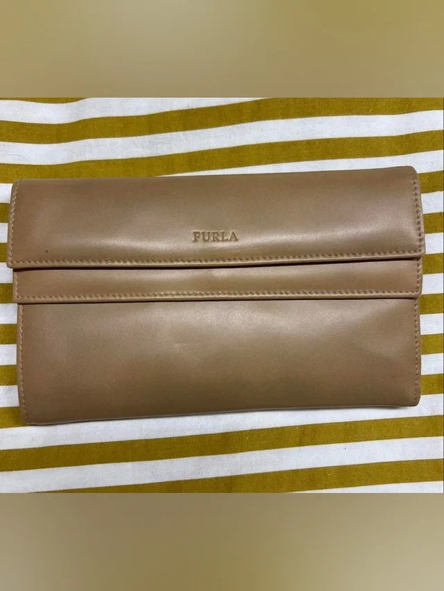 Furla Vintage Tan Leather Trifold Continental Wallet in neutral|red|brown Leather from Poshmark