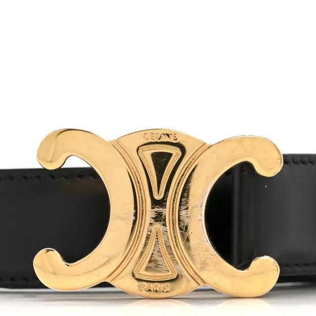 Celine Box Calfskin Medium 25mm Triomphe 75 30 Belt Black in Black Calfskin from FASHIONPHILE, photo 7 of 9