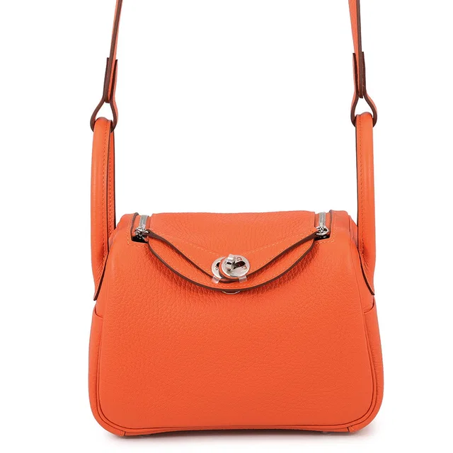 Hermès Lindy Tangerine Taurillon Clemence Size Mini in Clemence leather from GALLERY RARE