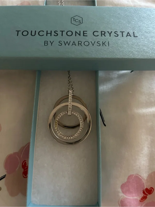 Swarovski Silver-Tone Triple Crystal Ring Pendant Necklace in silver|gray from Poshmark