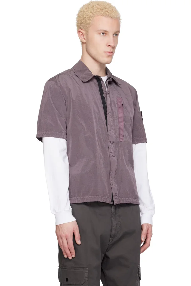 Stone Island Purple 1200028 Nylon Metal ECONYL Shirt, photo 2 of 4 from SSENSE