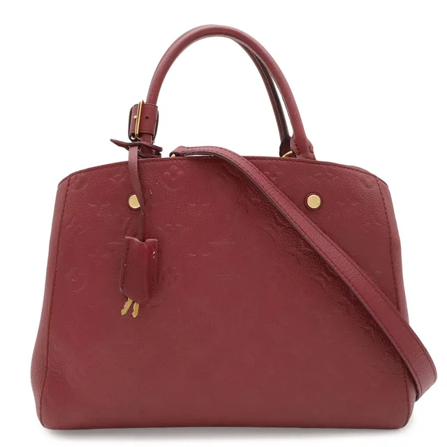 Louis Vuitton Monogram Empreinte Montaigne MM 2-Way Shoulder Bag Raisin Wine in Burgundy Leather from The Reluxe