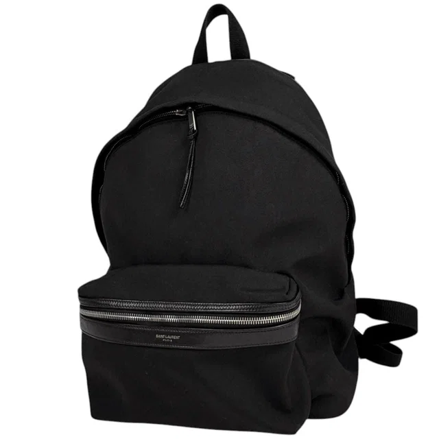 Saint Laurent Backpack Canvas Black in Black Canvas from The Reluxe