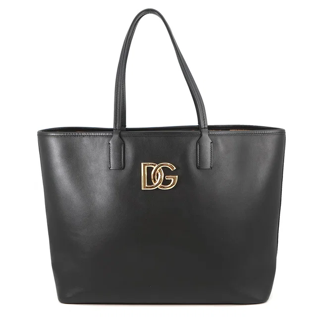Dolce & Gabbana FEFE Shopping Tote Black Leather Size Medium in Black Leather from GALLERY RARE