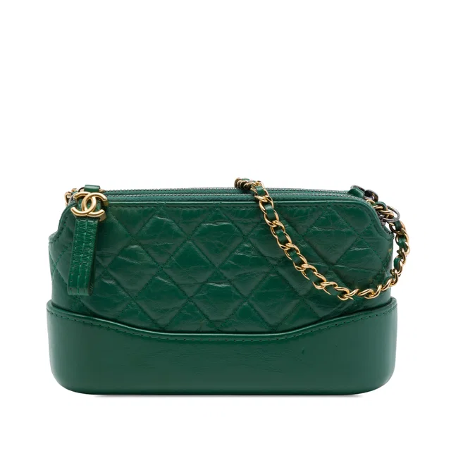 Green Chanel Aged Calfskin Gabrielle Double Zip Clutch with Chain Crossbody Bag in Green Calfskin from Designer Revival, photo 1 of 1