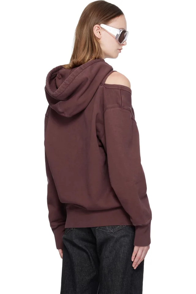 Jean Paul Gaultier Burgundy Cut Out Hoodie, photo 3 of 4 from SSENSE