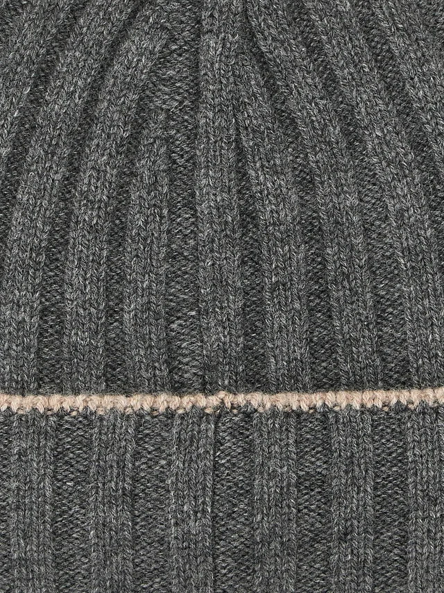 Brunello Cucinelli Ribbed Cashmere Beanie — Grey Winter Hats in Grey Cashmere from HEWI, photo 2 of 2