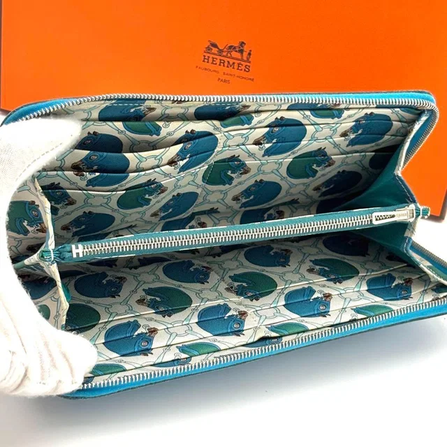 Hermès Wallet Azap Long Silk'in Blue Veau Epsom in Blue Epsom leather from The Reluxe