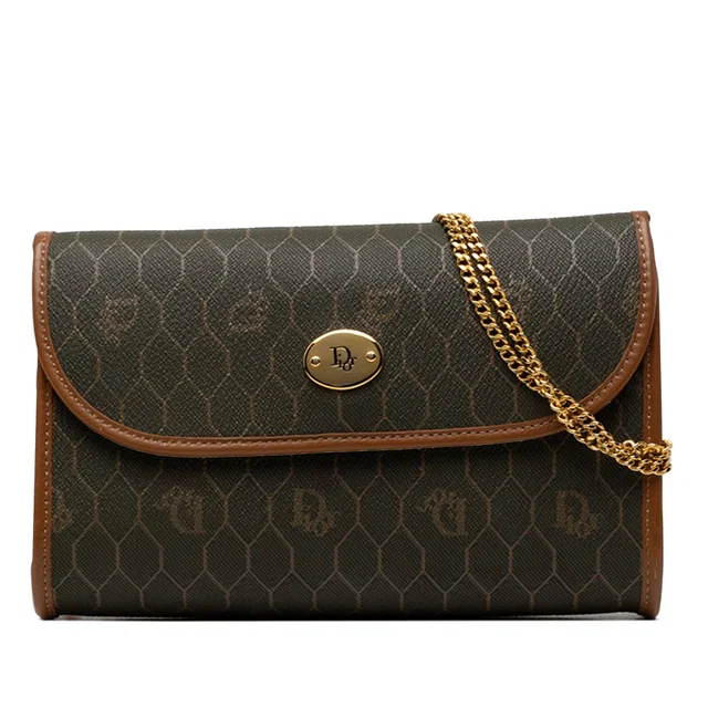 Black Dior Honeycomb Coated Canvas Chain Crossbody in Black Coated canvas from Designer Revival