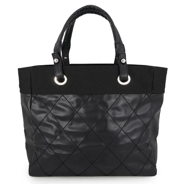 Chanel Paris-Biarritz Tote BlackA34209 Leather Canvas Size MM in Canvas from GALLERY RARE