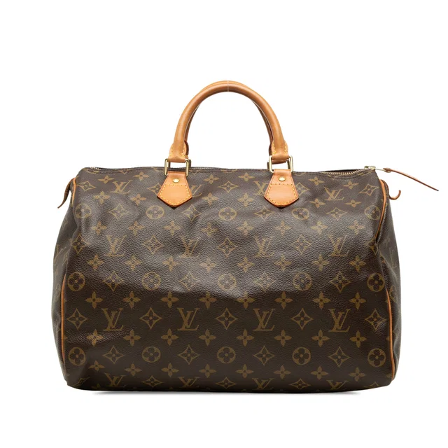Brown Louis Vuitton Monogram Speedy 35 Boston Bag in Brown Coated canvas from Designer Revival