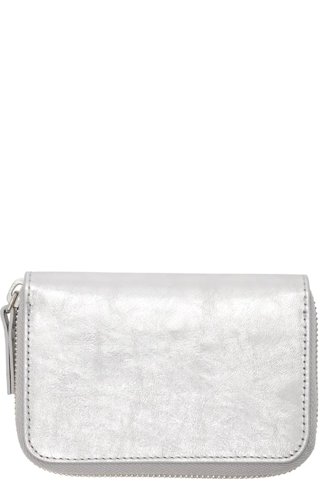 MM6 Maison Margiela Silver Numeric Leather Zip Wallet, photo 2 of 2 from SSENSE