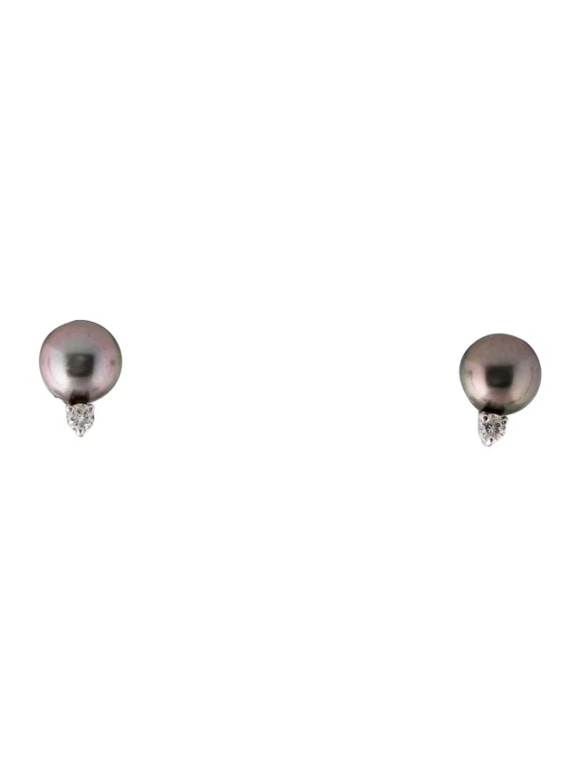 Mikimoto 18K Pearl & Diamond Stud Earrings in multicolor from The RealReal