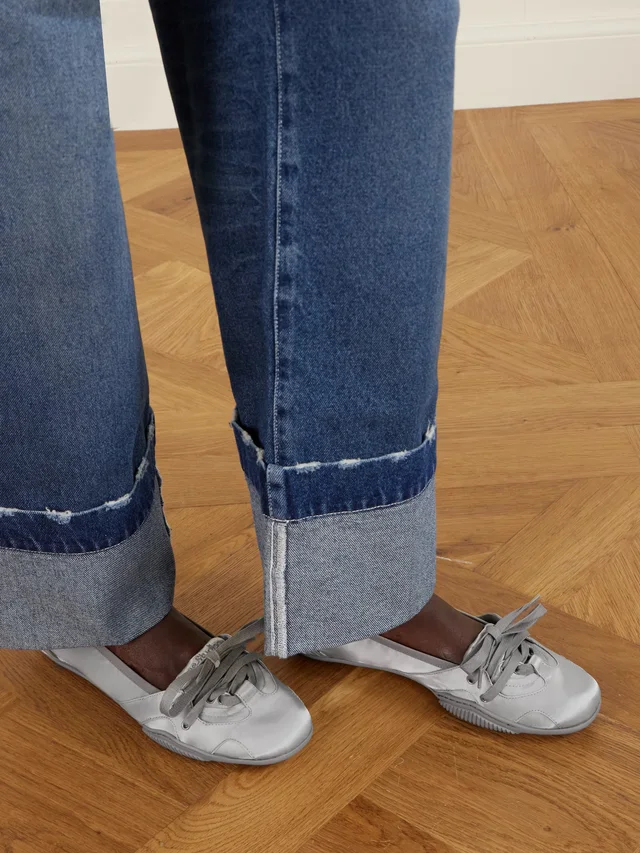 ACNE STUDIOS Bilaria paneled logo-print satin ballet flats in Grey, photo 2 of 2 from NET-A-PORTER (Canada)