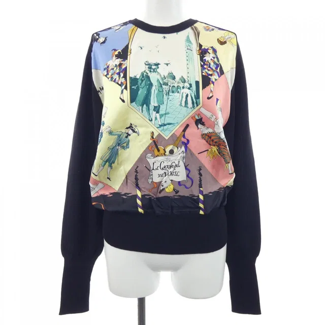 Hermès Vintage les Carnaval de Venise Twill Laine Knit Sweater from The Reluxe