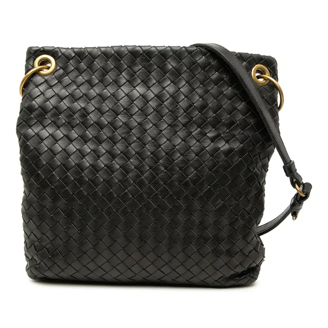 Black Bottega Veneta Nappa Intrecciato Crossbody in Black Nappa leather from Designer Revival