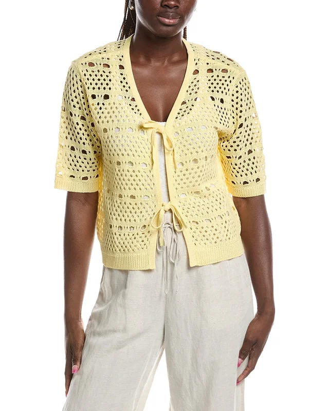 Joseph Ribkoff Open Knit Tie Front Cardigan, image 1 of 1 from Gilt