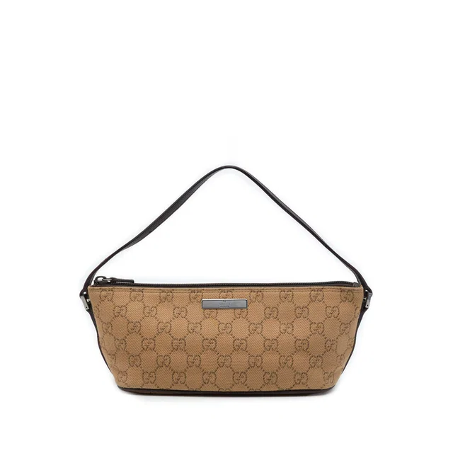 Brown Gucci GG Canvas Boat Shoulder Bag in Brown Canvas from Designer Revival