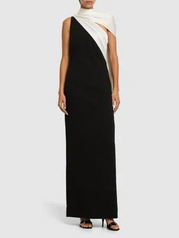 Roland Mouret Long dress with asymmetric draping in 60% Acetate, 40% Polyester, photo 2 of 5 from LUISAVIAROMA
