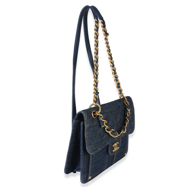 Chanel Dark Blue Quilted Denim Double You Backpack in Blue Denim from myGemma, photo 2 of 2