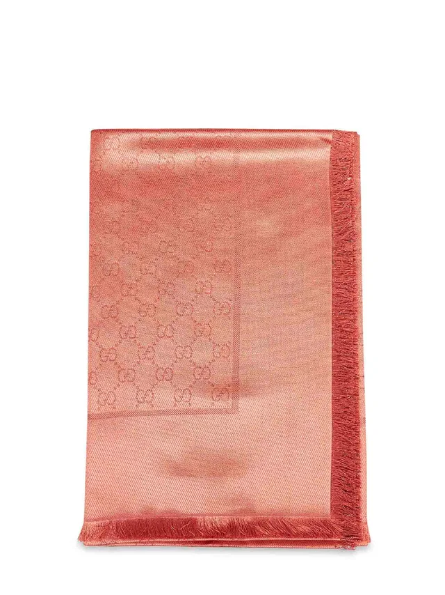 Gucci Gg Lamé Wool And Silk Scarf — Orange Scarfs in Orange Silk from HEWI