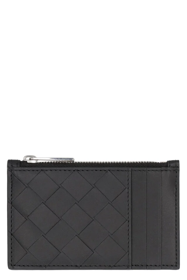 Bottega Veneta Intrecciato Woven Calfskin Card Case — Black Wallets & Cardholders in Black Calfskin from HEWI
