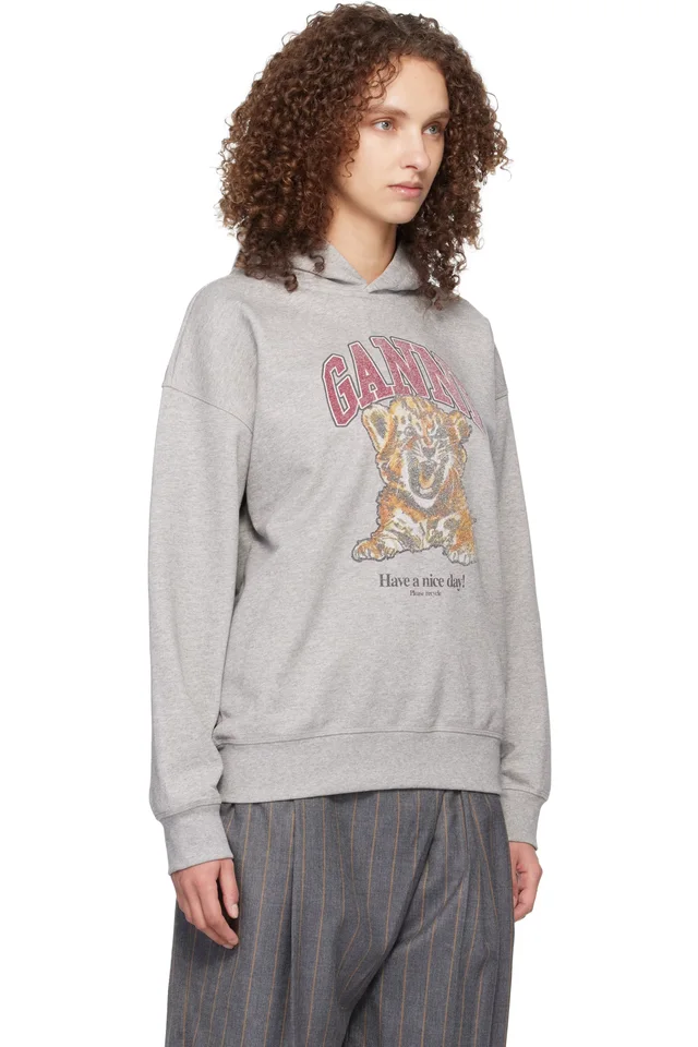 GANNI Gray Tiger Hoodie, photo 2 of 4 from SSENSE