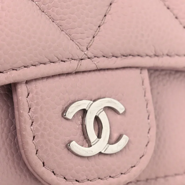 Chanel Caviar Quilted Flap Zip Card Holder Light Pink in Pink Caviar leather from FASHIONPHILE, photo 8 of 10