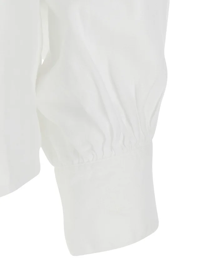 SOSUE 'Antonia' White shirt with classic collar in linen for women in White, photo 6 of 6 from Gaudenzi Boutique