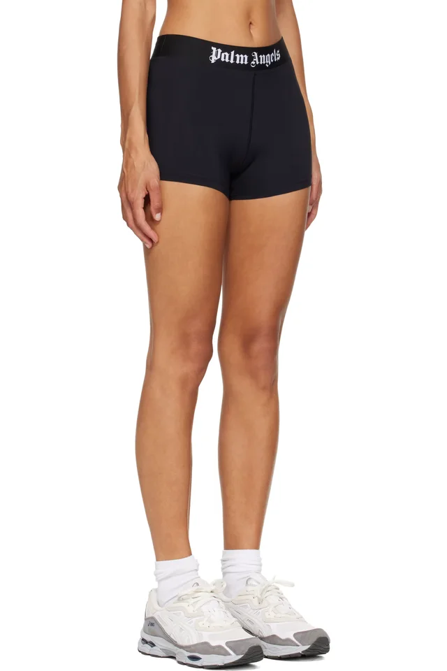 Palm Angels Black Classic Logo Sport Shorts, photo 2 of 4 from SSENSE