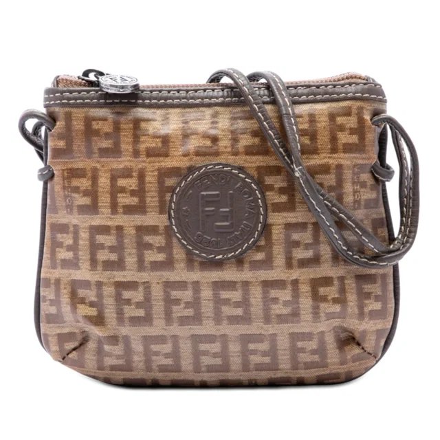 Brown Fendi Zucchino Crystal Crossbody in Brown Coated canvas from Designer Revival