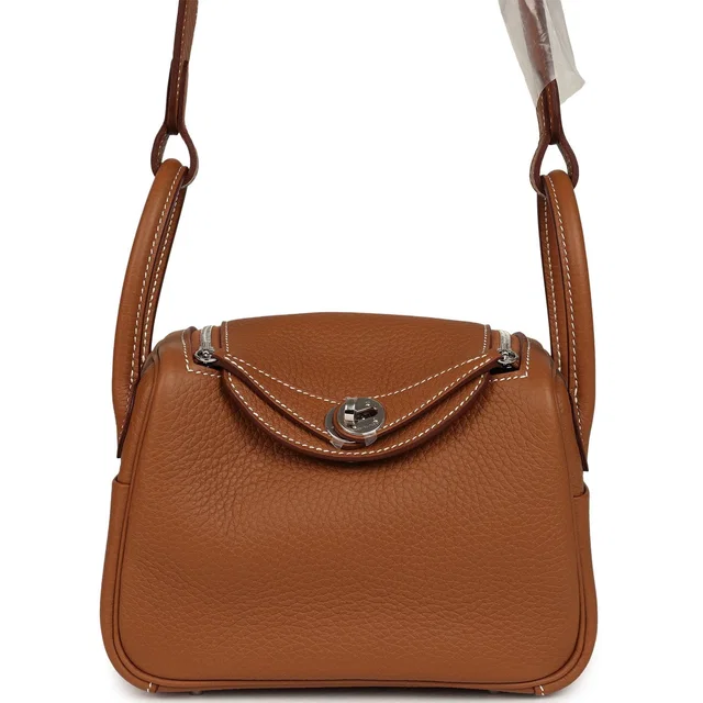 Hermès Mini Lindy II Gold Clemence Palladium Hardware in Gold Clemence leather from Madison Avenue Couture