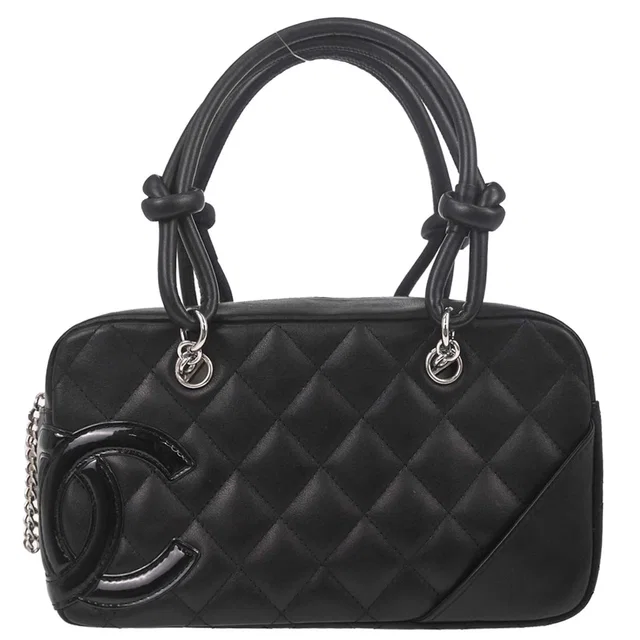 Chanel 2005-2006 Black Calfskin Cambon Ligne Handbag in Black Calfskin from AMORE Vintage Tokyo