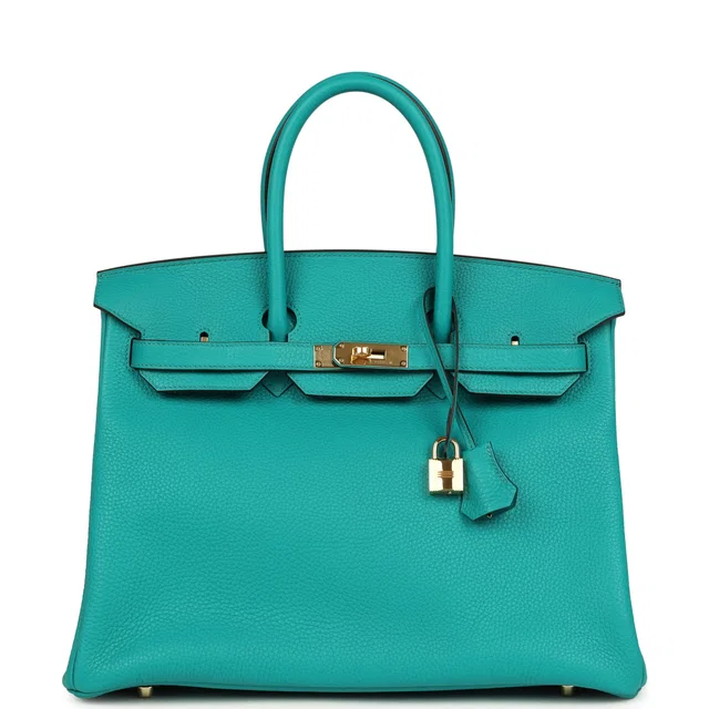 Hermès Birkin 35 Bleu Paon Togo Gold Hardware in Blue Togo leather from Madison Avenue Couture