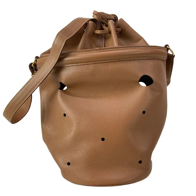 Hermès Shoulder Bag Manjoir Brown Gold Drawstring in Brown from The Reluxe