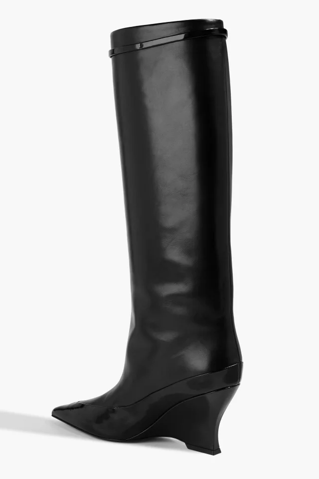Givenchy Raven 80 Leather Knee-High Wedge Boots in Black, photo 3 of 4 from THE OUTNET