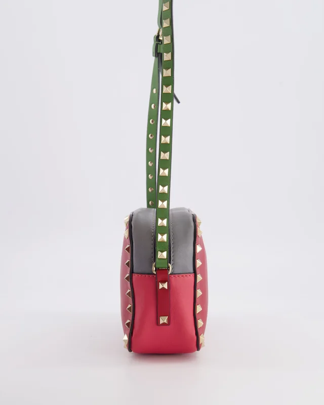 Valentino Garavani Red and Grey Leather Rockstud Crossbody Camera Bag in Red Leather from Sellier, photo 2 of 2