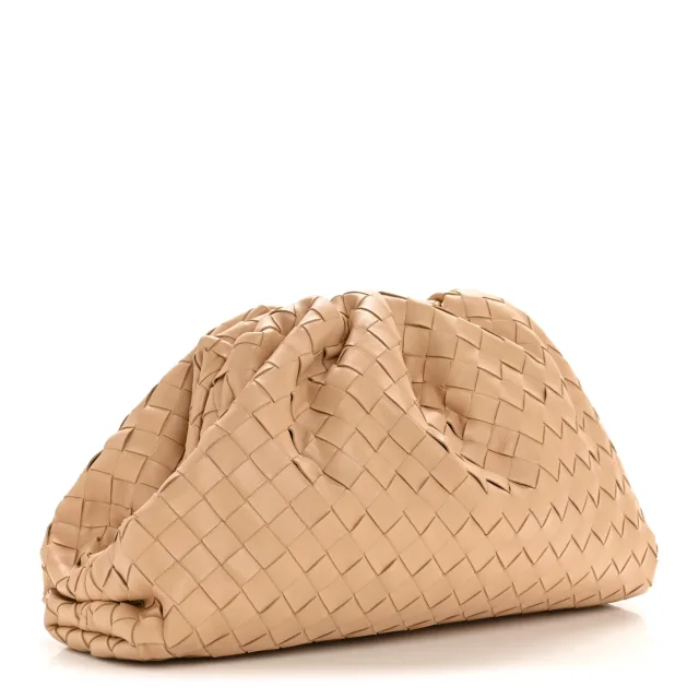 Bottega Veneta Nappa Maxi Intrecciato The Pouch Oversized Clutch Almond in Nappa leather from FASHIONPHILE, photo 3 of 11