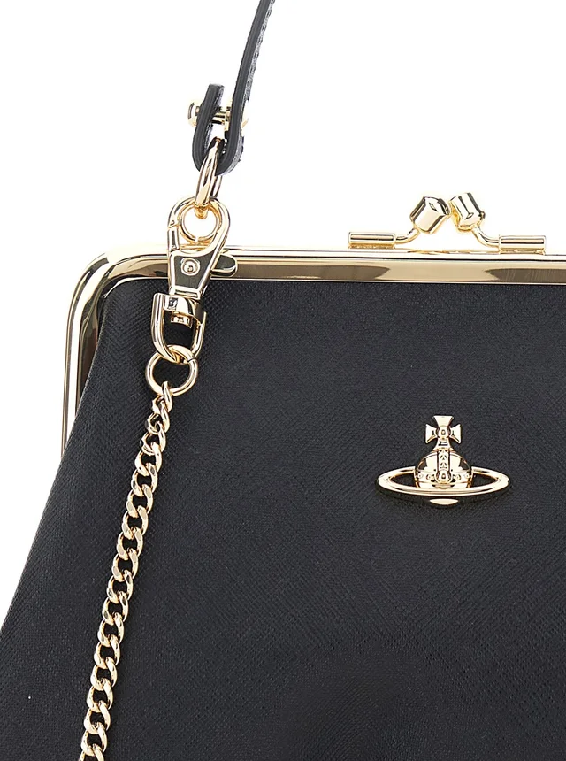 Vivienne westwood Handbag 'Granny Frame' with Orb Logo in Black Cotton Blend for Women in Black 65% POLYURETHANE 35% COTTON, photo 10 of 12 from Gaudenzi Boutique