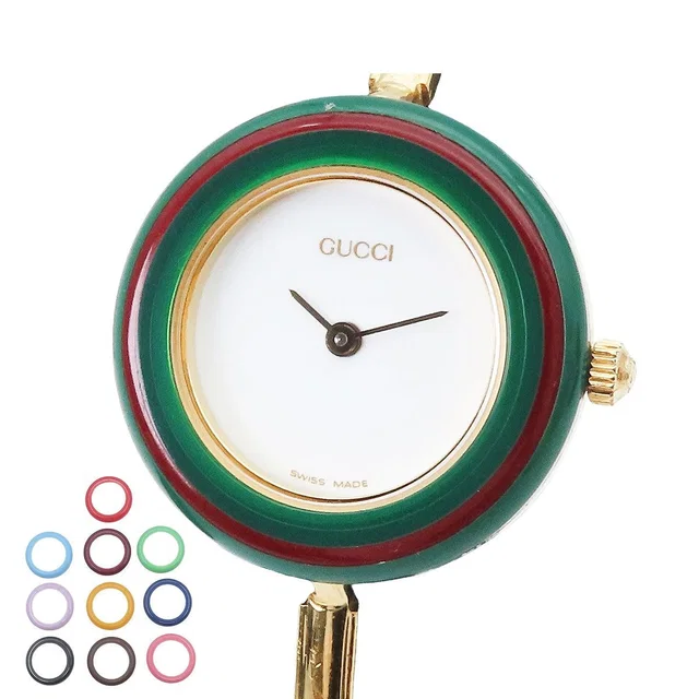 Gucci Change Bezel 11/12.2 White Plastic Bangle Watch Quartz in White from The Reluxe