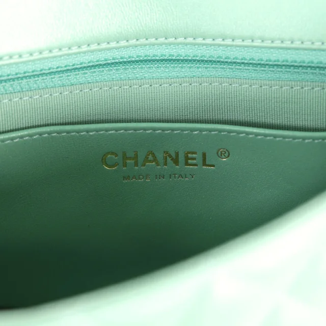 Chanel Candy Heart Mini Flap Bag Turquoise Lambskin Enamel and Light Gold Hardware in Blue Lambskin from Madison Avenue Couture, photo 12 of 13