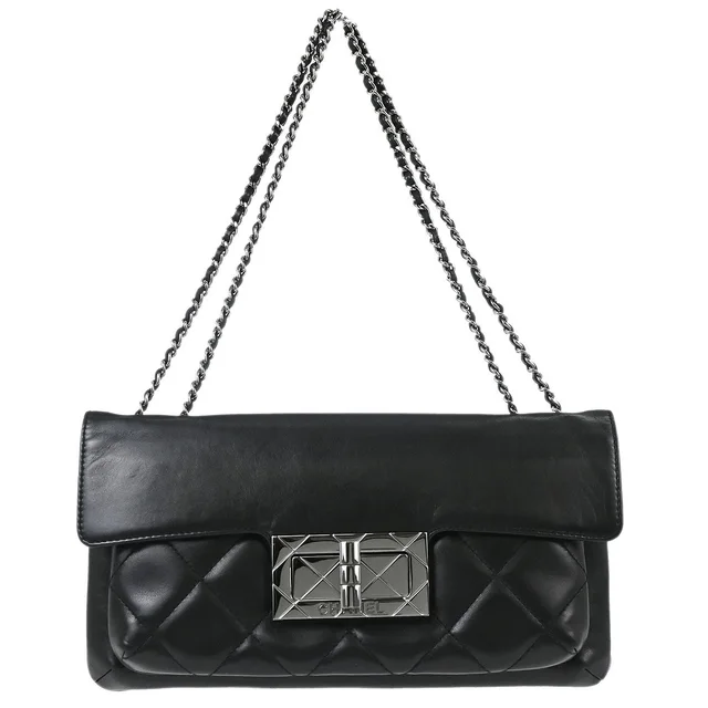 Chanel 2004-2005 Black Lambskin Mademoiselle Lock Shoulder Bag in Black Lambskin from AMORE Vintage Tokyo