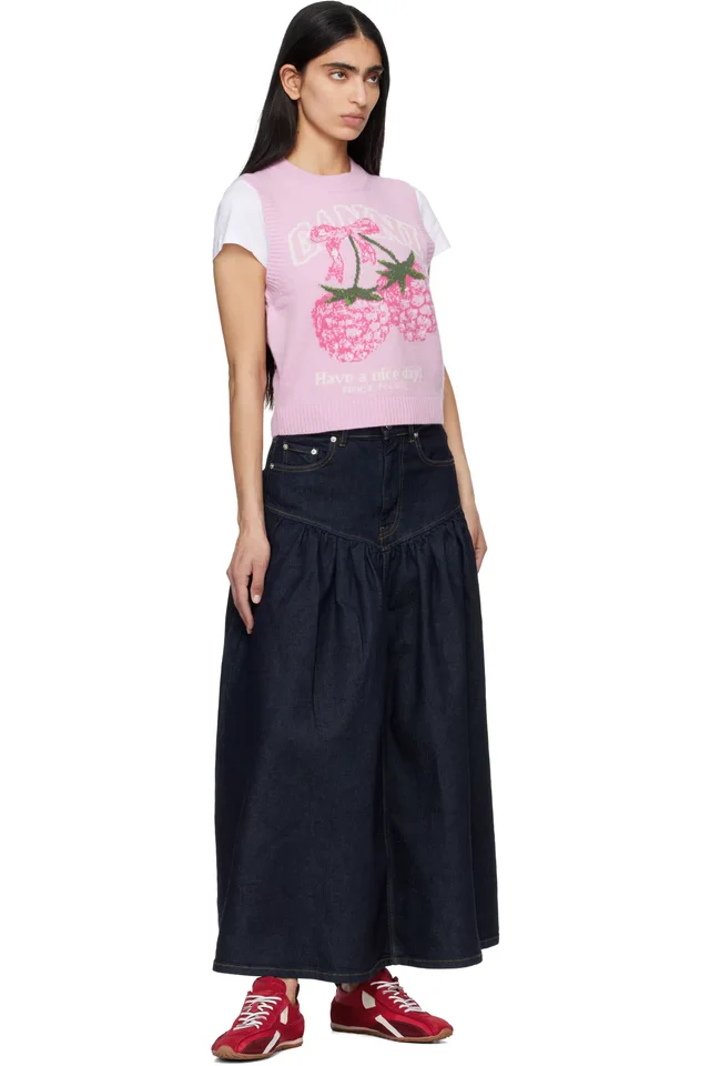 GANNI Pink Graphic Wool Sweater Vest, photo 4 of 4 from SSENSE